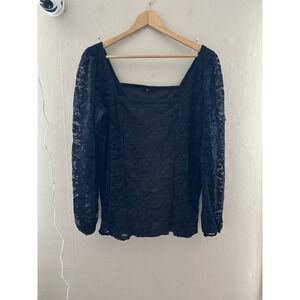 Torrid Womens Floral Lace Square Neck Top Size 2X Black Whimsygoth Grunge Fairy‎
